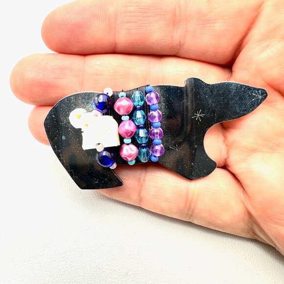 Vintage Artisan Liztech Brooch Pin Polar Bear Designer Unique - Picture 3 of 4